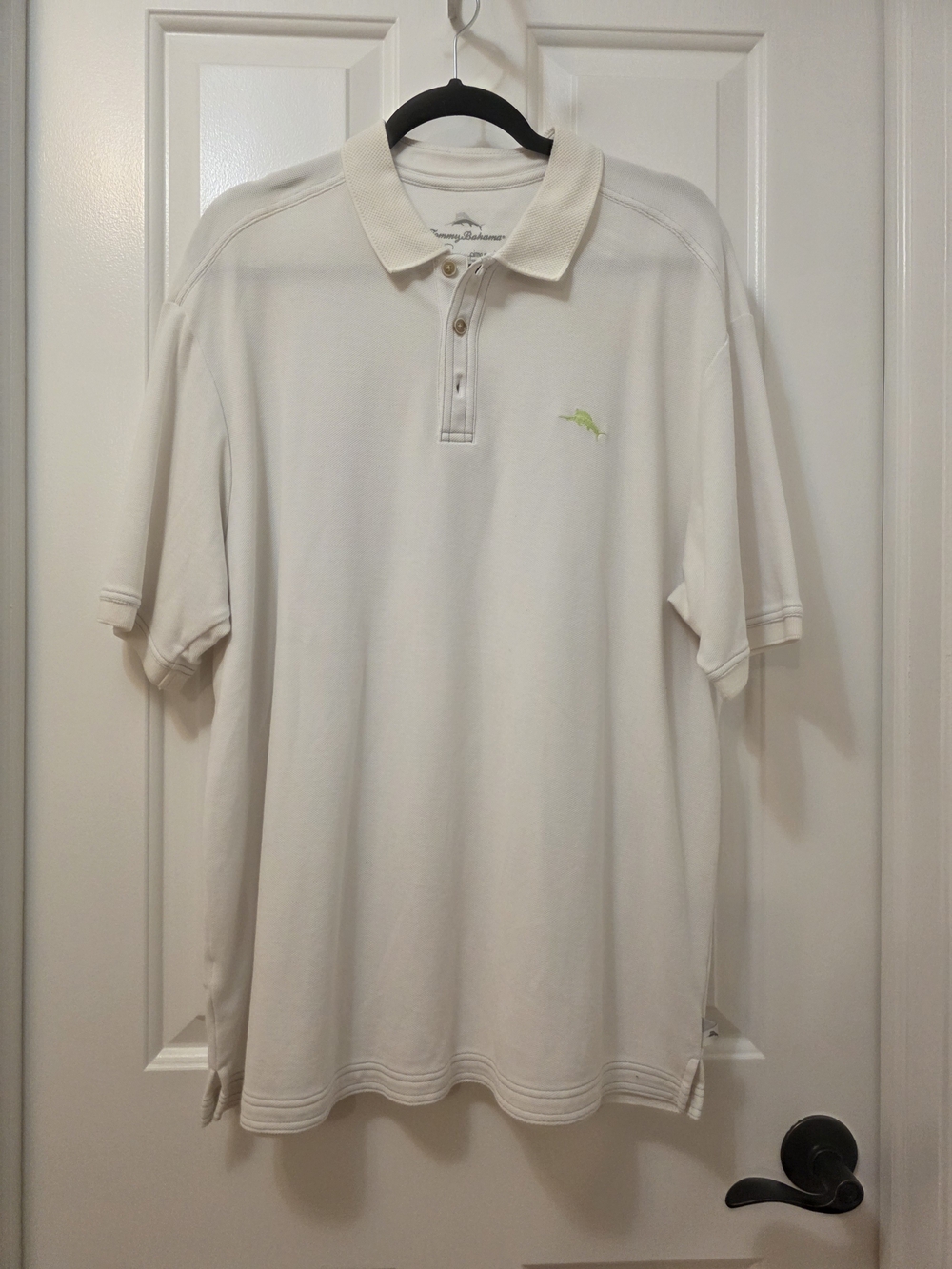 Tommy Bahama Cream Polo with Lime Embroidered Fish